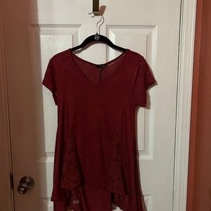 CUTE COPPER KEY MEDIUM WOMENS TUNIC SHIRT LACE RED NWT NEW WITH TAGS M